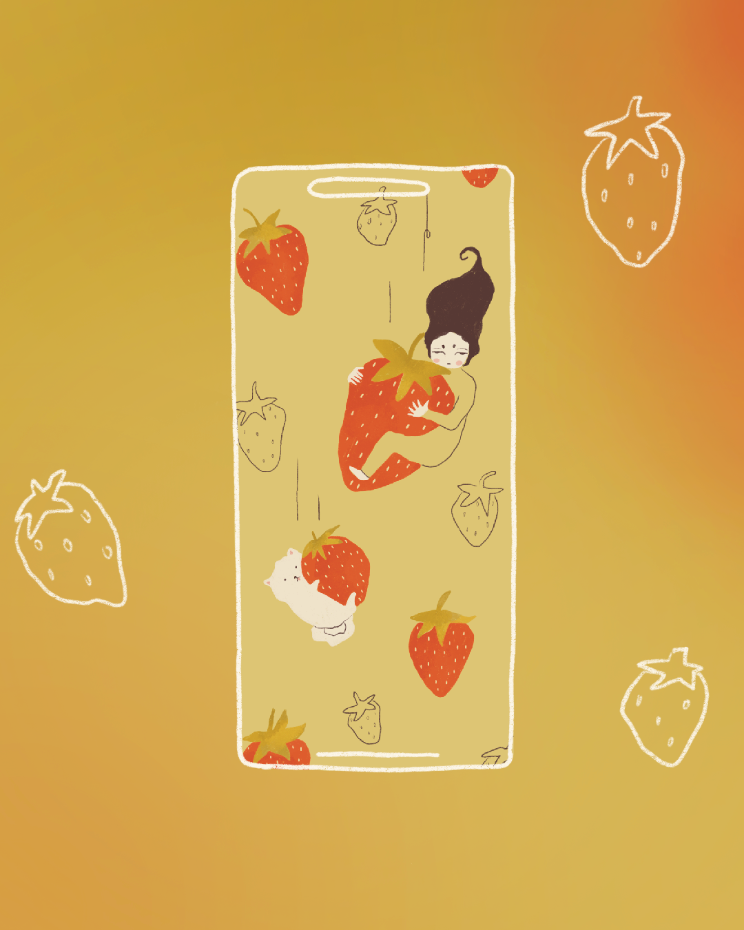 Digital wallpaper - Strawberry Rain